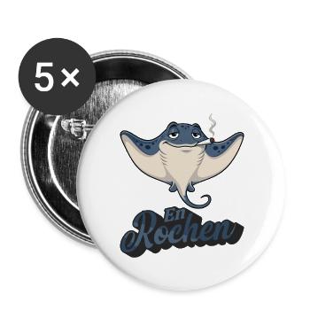 En Rochen Bas-Allemand Humour de fumeur de la mer du Nord - Lot de 5 grands badges (56 mm) - blanc - Devant