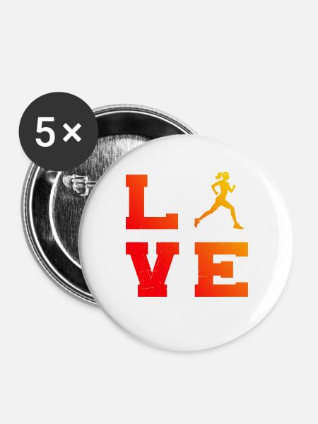 Geschenkidee für eine Running mit Running - Buttons groß 56 mm (5er Pack) - Weiß