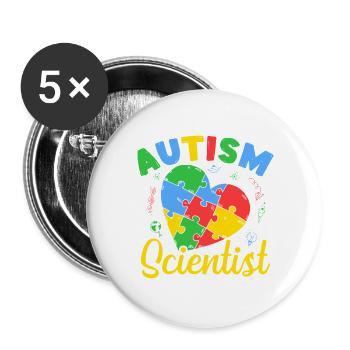 Pre K Teacher Autism Scientist Kindergarten - Buttons groß 56 mm (5er Pack) - Weiß - Vorne