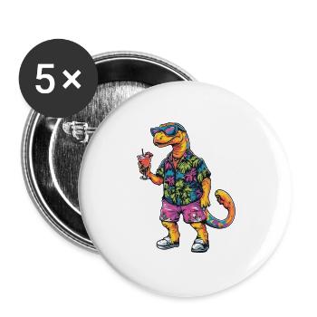 Dinosaur brontosaurus Comic Summer - Buttons large 2.2''/56 mm (5-pack) - white - Front