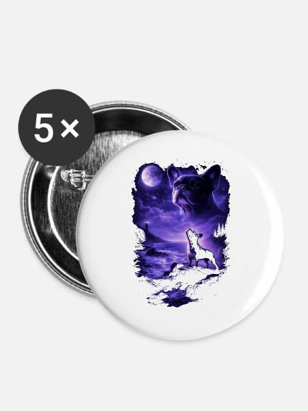 Hund Mama Hund Papa - Buttons groß 56 mm (5er Pack) - Weiß