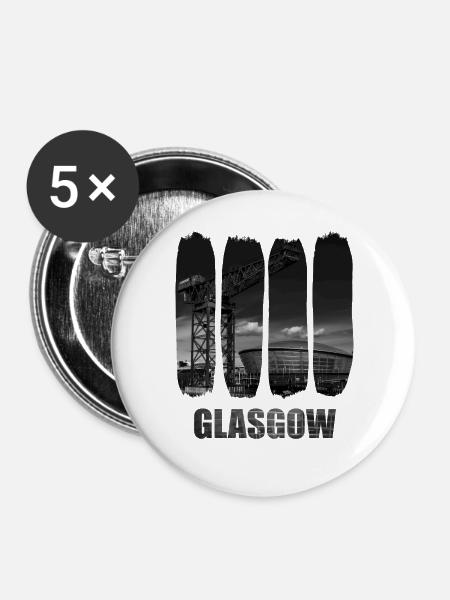 Glasgower Industriestadtlandschaft - Buttons groß 56 mm (5er Pack) - Weiß