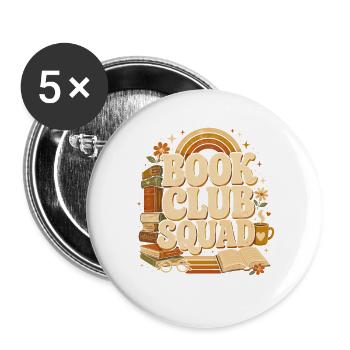 Book Club Squad Cozy Retro - Buttons large 2.2''/56 mm (5-pack) - white - Front