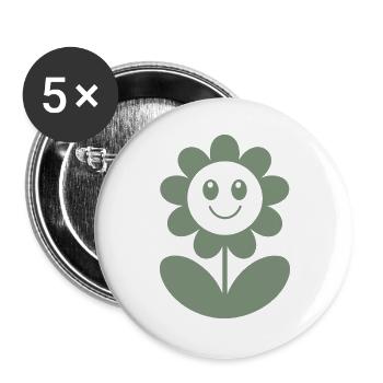 Funny flower full of happiness and good mood - Buttons large 2.2''/56 mm (5-pack) - white - Front