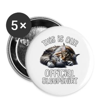 Chemise de nuit Maine Coon - Lot de 5 grands badges (56 mm) - blanc - Devant