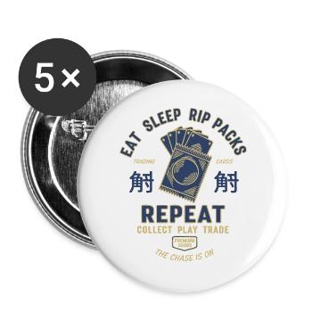 Eat Sleep Rip Packs Trading Cards Repeat - Buttons large 2.2''/56 mm (5-pack) - white - Front
