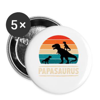 Papasaurus Dino Retro Sunset - Buttons large 2.2''/56 mm (5-pack) - white - Front