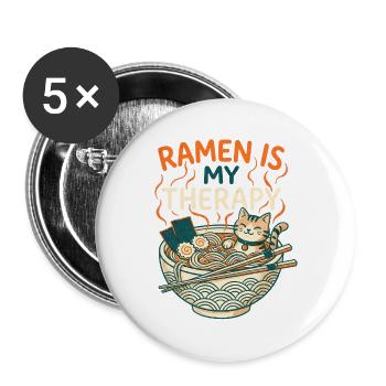 Ramen Therapy Cat - Buttons groß 56 mm (5er Pack) - Weiß - Vorne