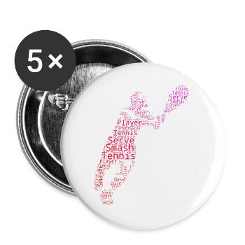 Geschenkidee für einen Tennis mit Tennis - Buttons groß 56 mm (5er Pack) - Weiß - Vorne