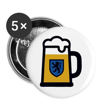 Maßkrug Bier Bayern Löwen Wappen Volksfest - Buttons groß 56 mm (5er Pack) - Weiß - Vorne