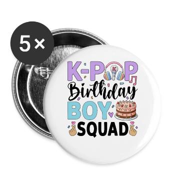 K-Pop Birthday Boy Squad - Buttons large 2.2''/56 mm (5-pack) - white - Front