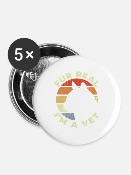 Ich bin der Tierarzt - Buttons groß 56 mm (5er Pack) - Weiß