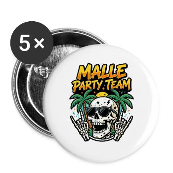 Malle Party Team Skeleton - Buttons large 2.2''/56 mm (5-pack) - white - Front