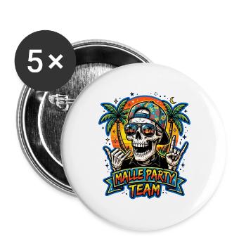 Malle Party Team Skeleton - Buttons large 2.2''/56 mm (5-pack) - white - Front