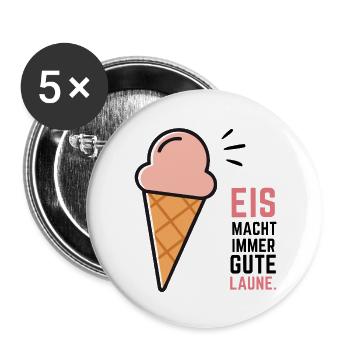 Eis Gute Laune - Buttons groß 56 mm (5er Pack) - Weiß - Vorne