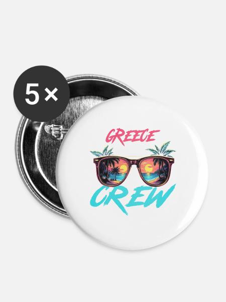 Greece Party Crew - Buttons groß 56 mm (5er Pack) - Weiß