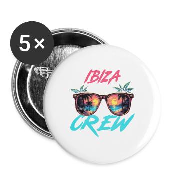 Ibiza Party Crew - Buttons large 2.2''/56 mm (5-pack) - white - Front
