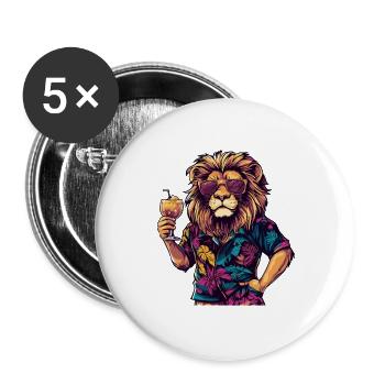 Lion Comic Summer - Buttons large 2.2''/56 mm (5-pack) - white - Front