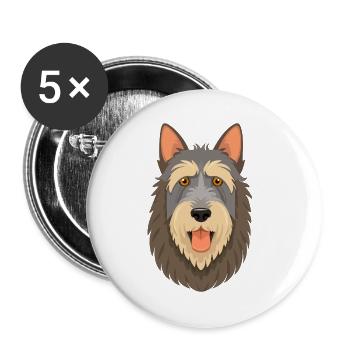 Irischer Wolfshund (Comic/Porträt) - Buttons groß 56 mm (5er Pack) - Weiß - Vorne