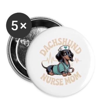 Dachshund Nurse Mom - Buttons large 2.2''/56 mm (5-pack) - white - Front