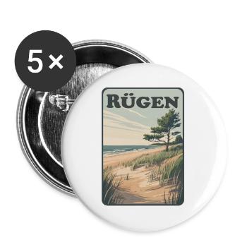 Rügen - Buttons groß 56 mm (5er Pack) - Weiß - Vorne