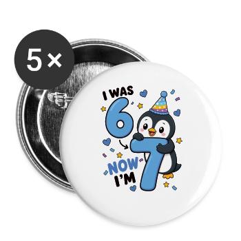  Ich War 6 Jetzt Bin Ich 7 Pinguin 7. - Buttons groß 56 mm (5er Pack) - Weiß - Vorne