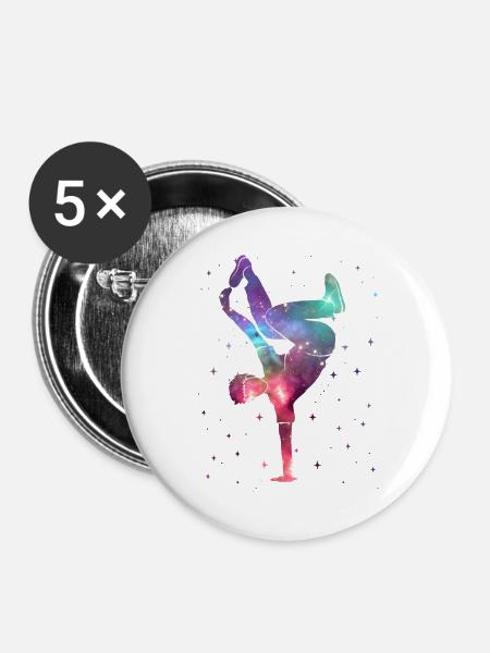 Breakdancing Breakdancer Weltraum Breakdance - Buttons groß 56 mm (5er Pack) - Weiß
