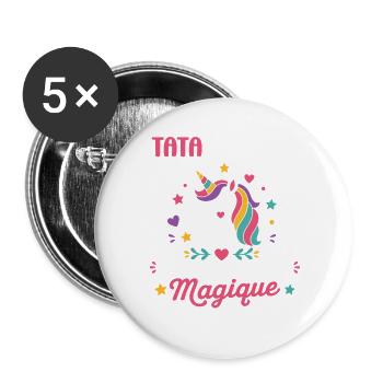 Tata Licorne Magique - Lot de 5 grands badges (56 mm) - blanc - Devant