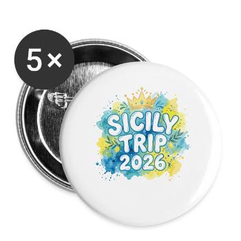 Sizilien 2026 - Buttons groß 56 mm (5er Pack) - Weiß - Vorne