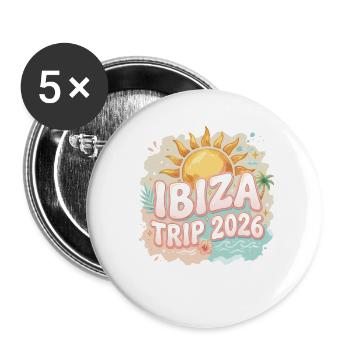 Ibiza 2026 - Buttons groß 56 mm (5er Pack) - Weiß - Vorne