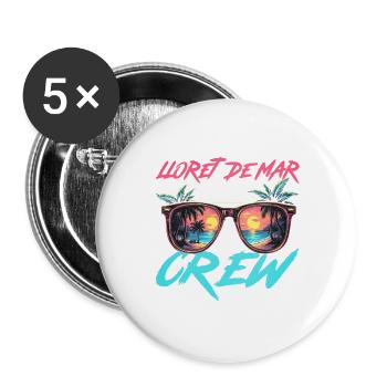 Lloret De Mar Party Crew - Buttons groß 56 mm (5er Pack) - Weiß - Vorne