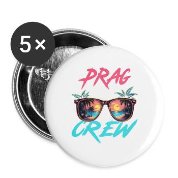 Prague Party Crew - Buttons large 2.2''/56 mm (5-pack) - white - Front