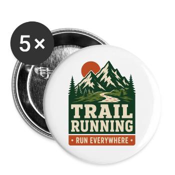 Course en sentier - Courez partout - Lot de 5 grands badges (56 mm) - blanc - Devant