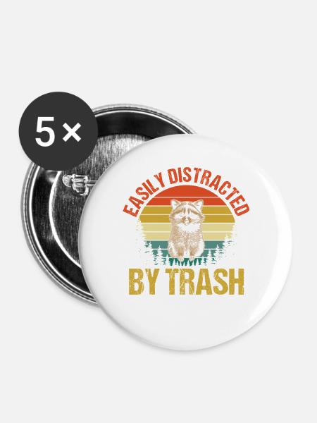 Trash Panda Raccoon - Buttons groß 56 mm (5er Pack) - Weiß