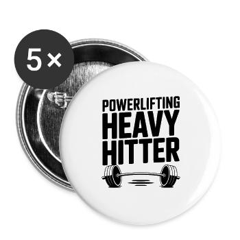 Powerlifting schwerer Schlagmann - Buttons groß 56 mm (5er Pack) - Weiß - Vorne