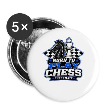 Chess Player Chessboard Strategies Tournament Horse - Buttons large 2.2''/56 mm (5-pack) - white - Front