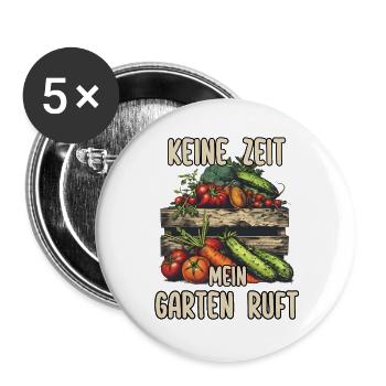 Gemüsebeet Gartenarbeit Hochbeet Kleingarten Humor - Buttons groß 56 mm (5er Pack) - Weiß - Vorne