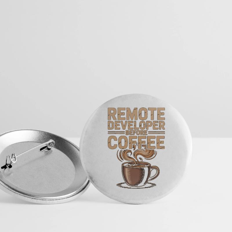 Remote Developer Before Remote Coder Coffee Lover Buttons groß 56 mm (5er Pack)