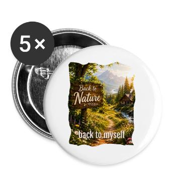 Back to Nature to Myself - Buttons large 2.2''/56 mm (5-pack) - white - Front