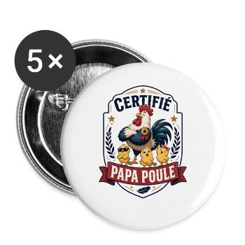 Certified Daddy Hen - Buttons large 2.2''/56 mm (5-pack) - white - Front