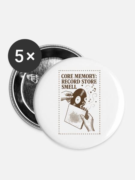 Kernerinnerung: Plattenladen | Vinyl - Buttons groß 56 mm (5er Pack) - Weiß