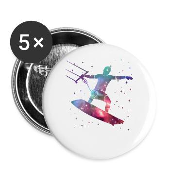 Kite Surfing Kitesurf Space Kids Kitesurfing - Lot de 5 grands badges (56 mm) - blanc - Devant