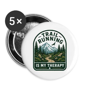 La course en sentier est ma thérapie - Lot de 5 grands badges (56 mm) - blanc - Devant