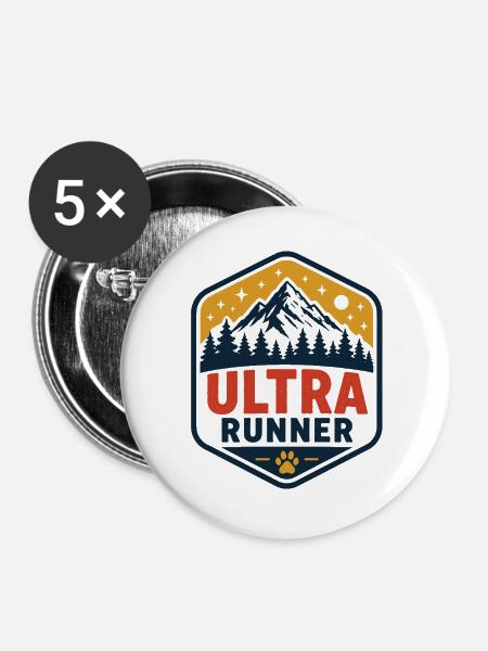 Ultra-Läufer - Buttons groß 56 mm (5er Pack) - Weiß