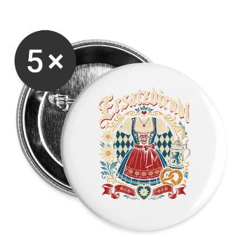 Bayerisches Dirndlzauber - Buttons groß 56 mm (5er Pack) - Weiß - Vorne