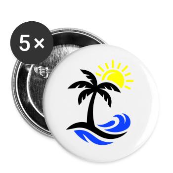 Palm Tree Beach Ocean - Buttons large 2.2''/56 mm (5-pack) - white - Front