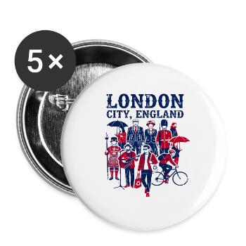 People Of London City England United Kingdom - Buttons groß 56 mm (5er Pack) - Weiß - Vorne