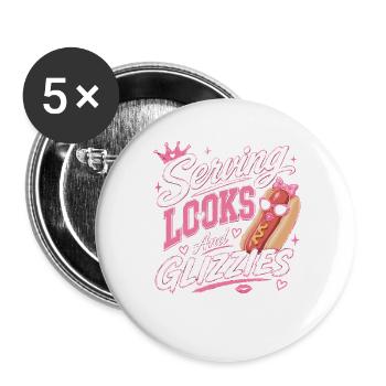 Passionné de saucisses de hot-dogs fanatic - Lot de 5 grands badges (56 mm) - blanc - Devant