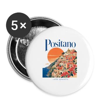 Positano Late Sunsets, Amalfi Coast Italian Summer - Buttons large 2.2''/56 mm (5-pack) - white - Front