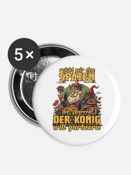 Hobbygärtner Gärtner Gartenarbeit Hochbeet Garten - Buttons groß 56 mm (5er Pack) - Weiß